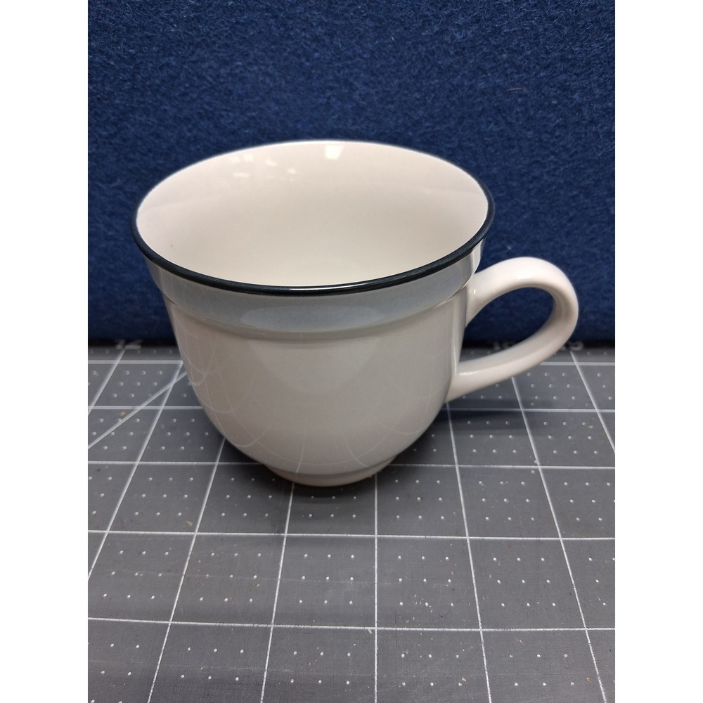 Crowning Fashion Haviland Coffee Mug Cream Blue Banded Black Rim Ceramic Dinner